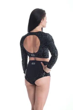 Paradise Chick Superhero Ultra Grip Crop Top - Black Leopard