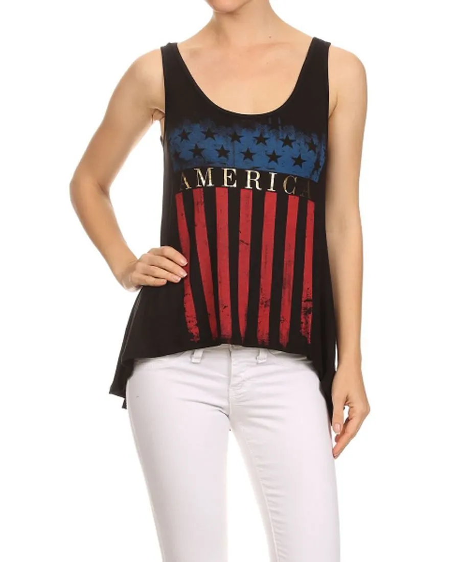 Patriotic Shirt Tee Studded Cross Black