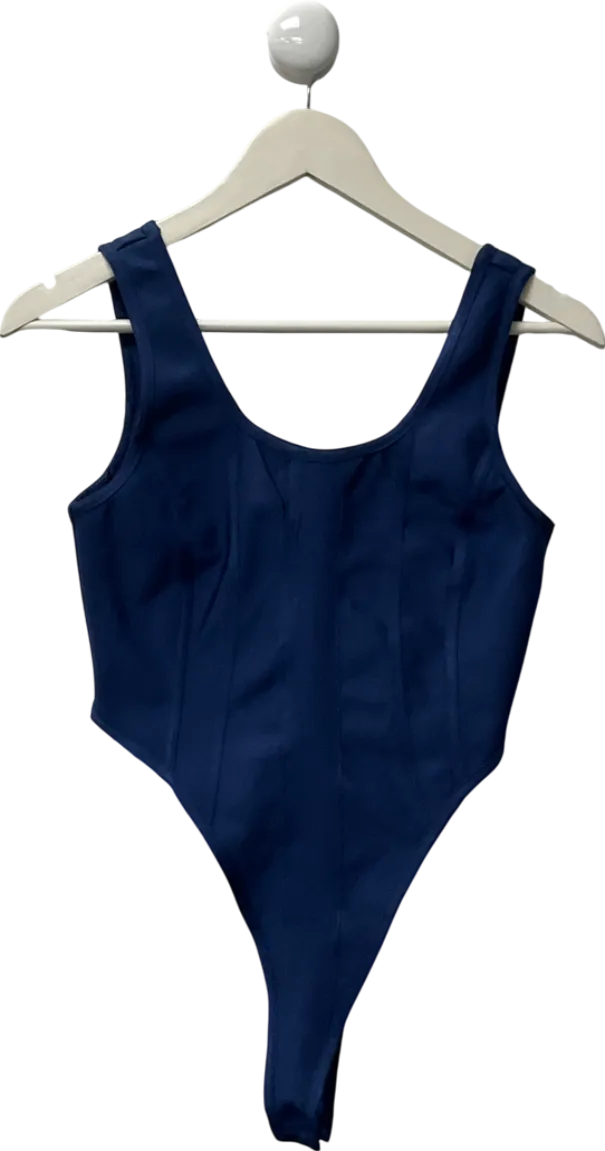 peace   love Blue Corset Style Bodysuit UK 10