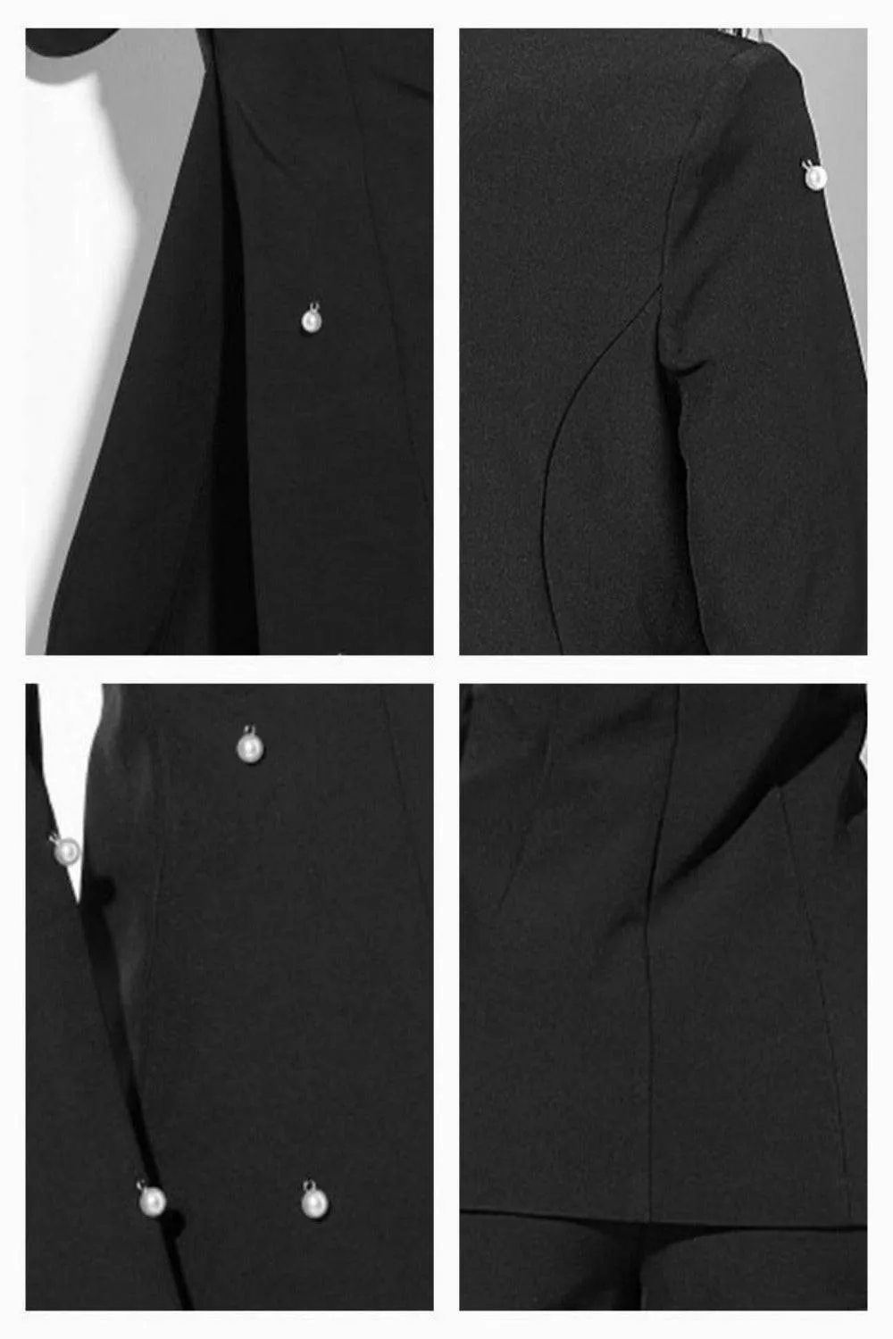 Pearl Long Sleeve Blazer& Short Pants Set - Black