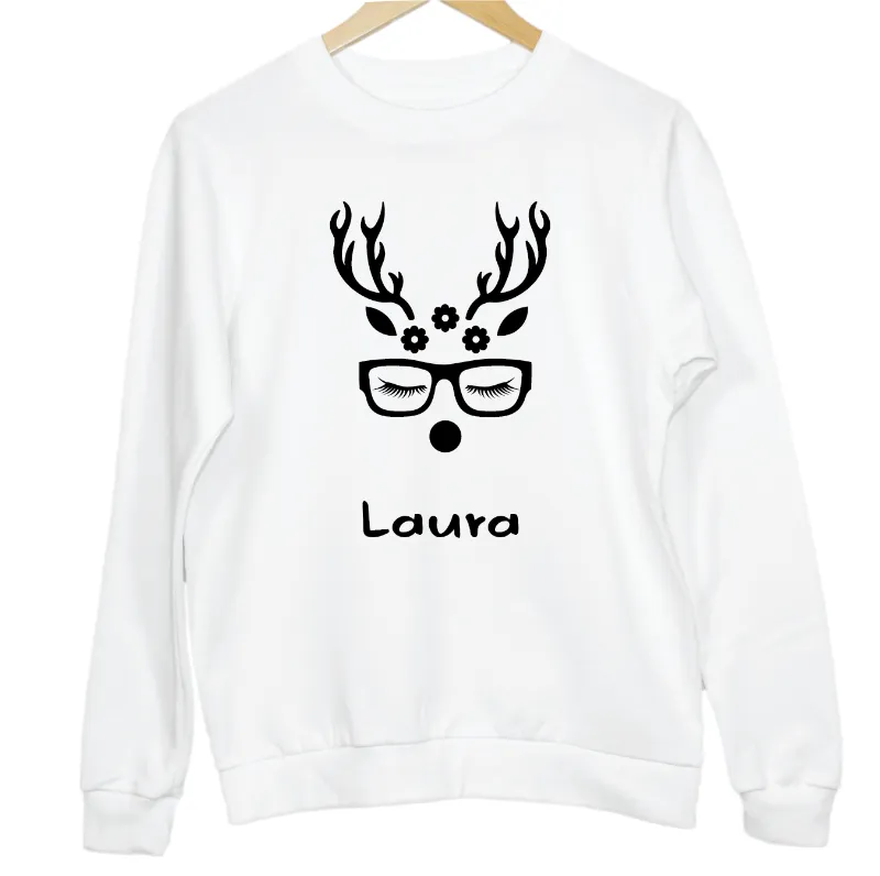 Personalised Reindeer Adult Sweatshirt