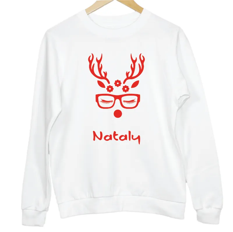 Personalised Reindeer Adult Sweatshirt