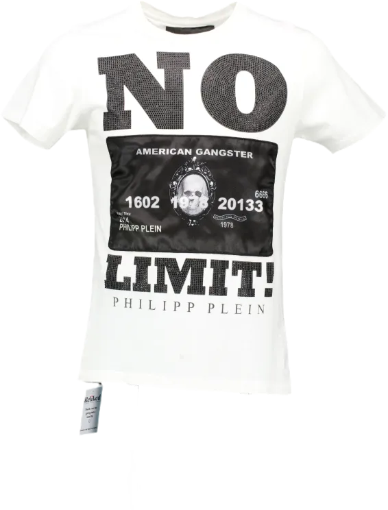PHILIPPE PLEIN White Crystal Studded 'no Limit" UK L