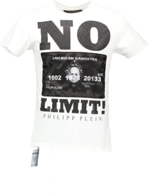 PHILIPPE PLEIN White Crystal Studded 'no Limit" UK L