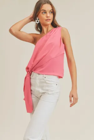Pink Razzle Dazzle Em One Shoulder Top