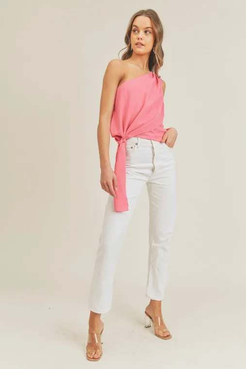 Pink Razzle Dazzle Em One Shoulder Top
