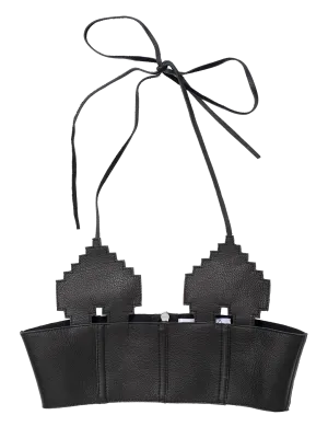 Pixel Heart Leather Top