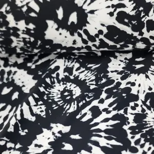 Printed Lycra Fabric Tie Dye Black 150 cm
