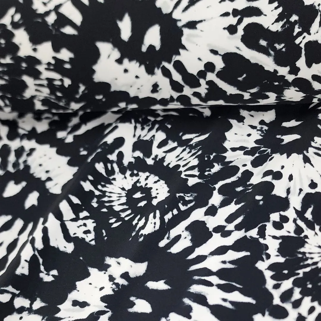 Printed Lycra Fabric Tie Dye Black 150 cm