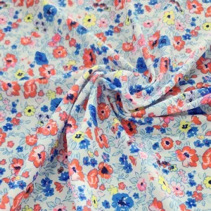 Printed Nylon Lycra Fabric Pink/Blue Flower 150 cm