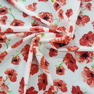 Printed Nylon Lycra Fabric Red Flower 150 cm