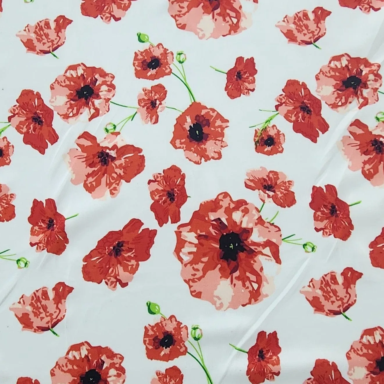 Printed Nylon Lycra Fabric Red Flower 150 cm