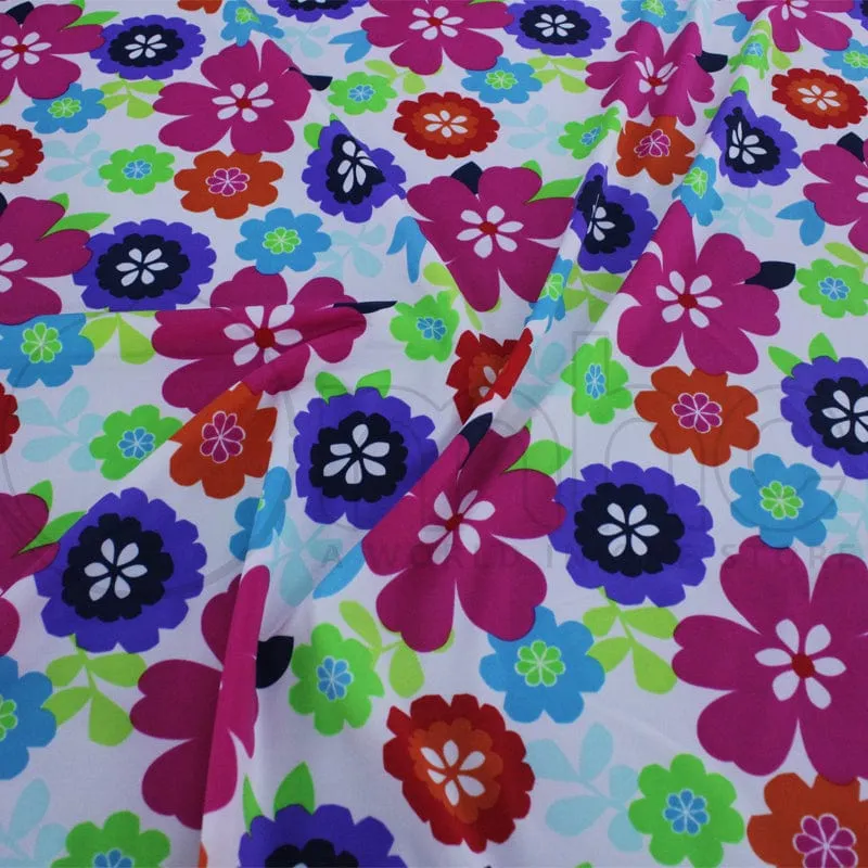 Printed Nylon Lycra Flower Fabric 150cm