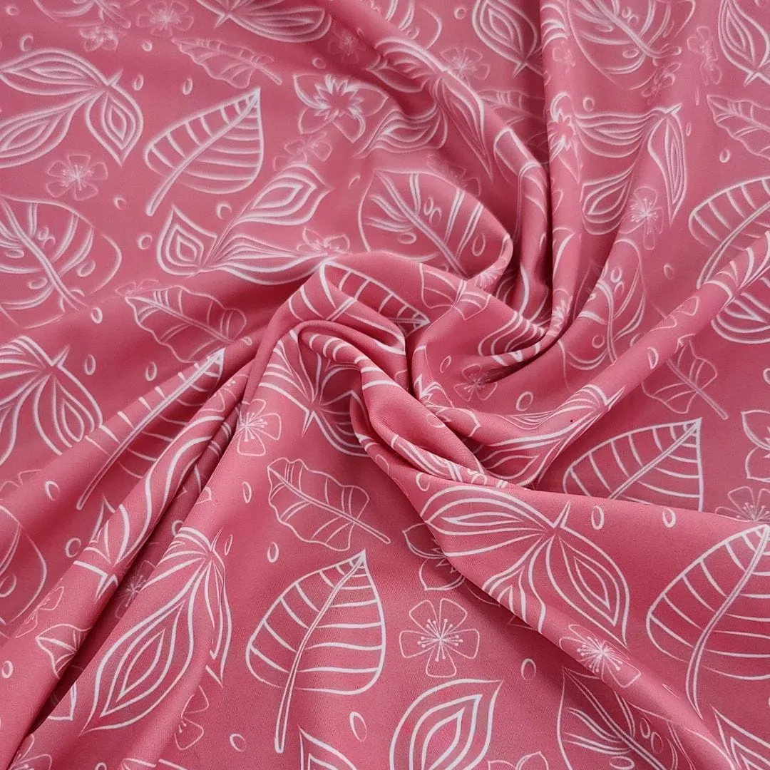 Printed Nylon Lycra Leaves Guava Fabric 150cm