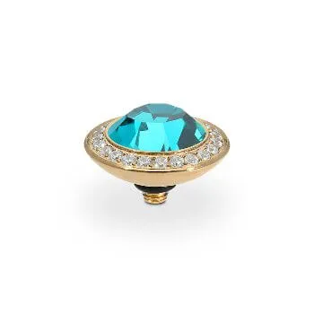 Qudo Tondo Deluxe 13mm Gold Topper - Blue Zircon
