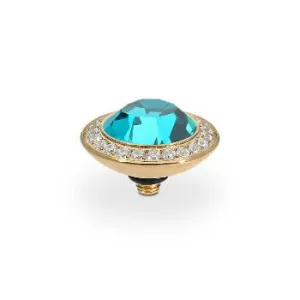 Qudo Tondo Deluxe 13mm Gold Topper - Blue Zircon