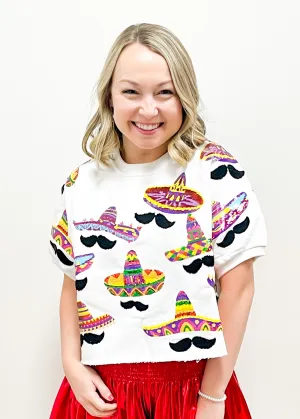 Queen of Sparkles Mustache & Sombrero Top