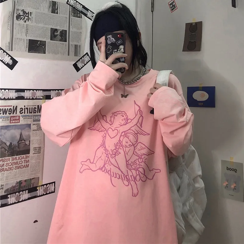 "ANGEL PRINT LONG SLEEVE" T-SHIRT N030305