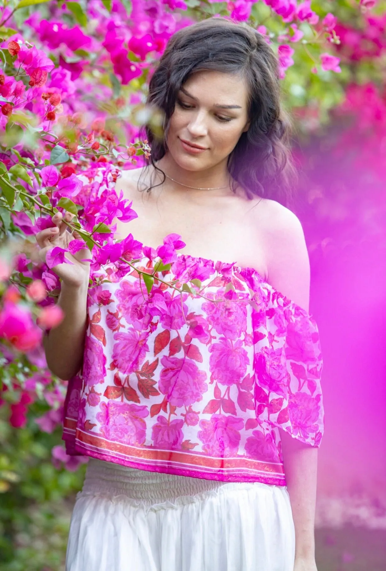 Red & pink off the shoulder top