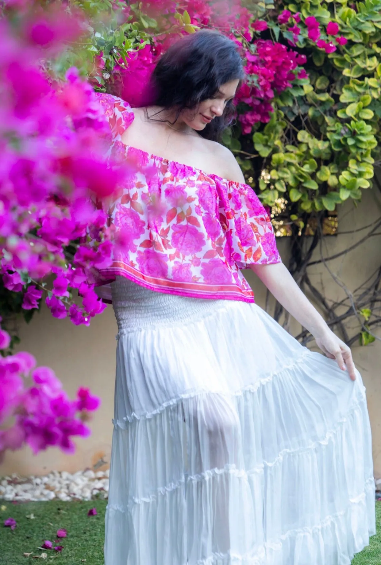 Red & pink off the shoulder top