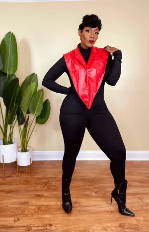 RED LEATHER VEST