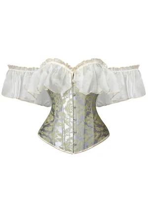 Renaissance Vintage Ruffle Sleeve Overbust Lace Up Corset