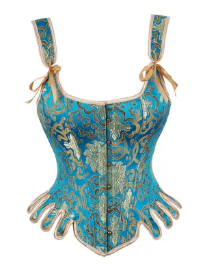 Retro U Neck Tight Waist Steel Frame Corset Top