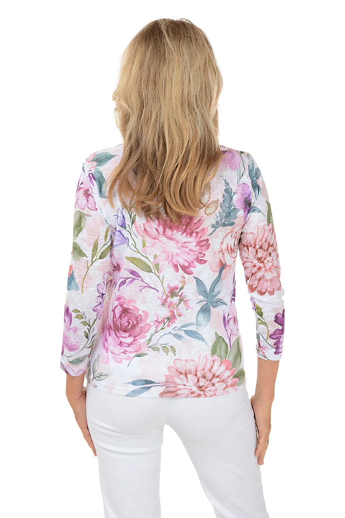 Rose Studded 3/4 Sleeve Top