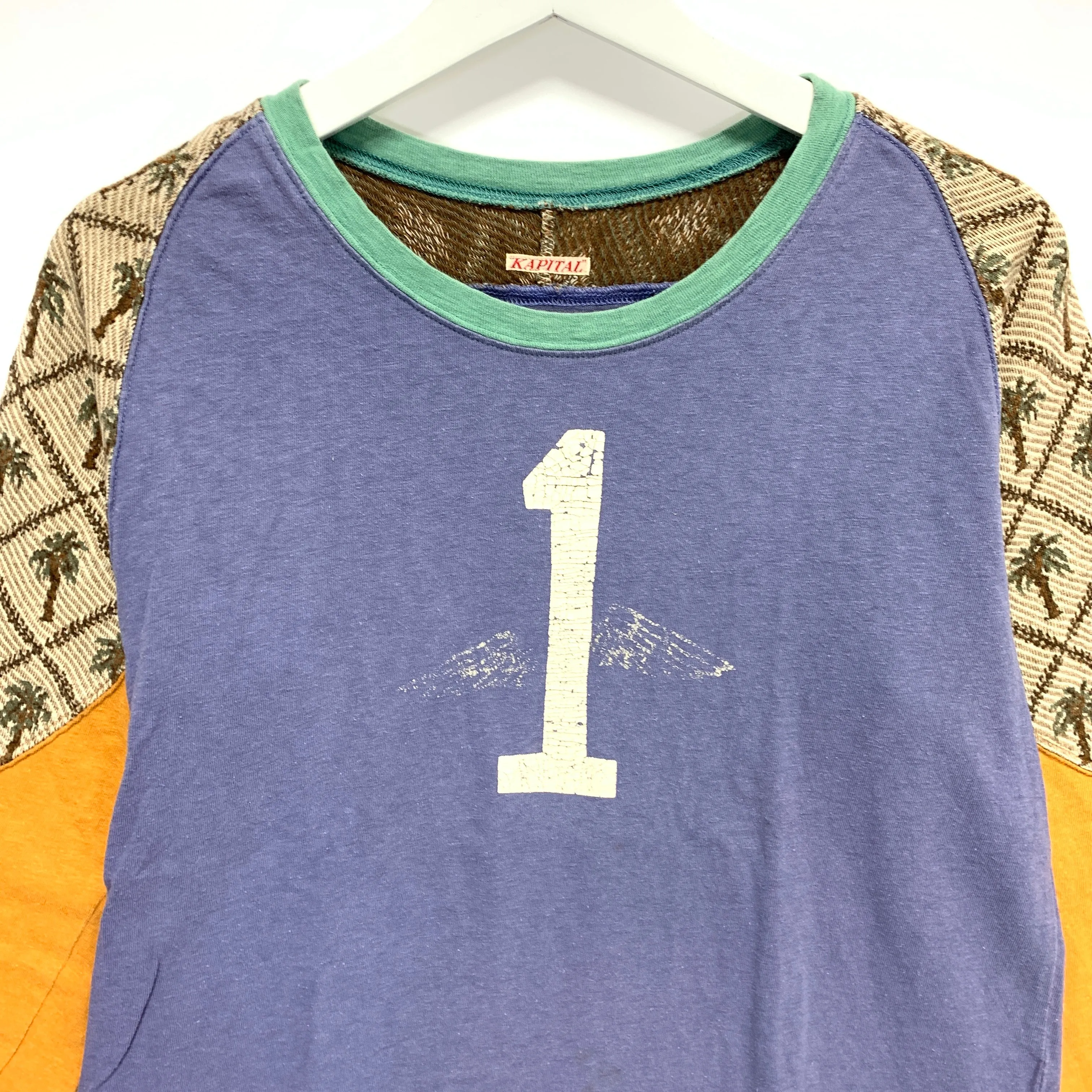 [S] Kapital 3/4 Sleeve Palm Tree Tee Blue