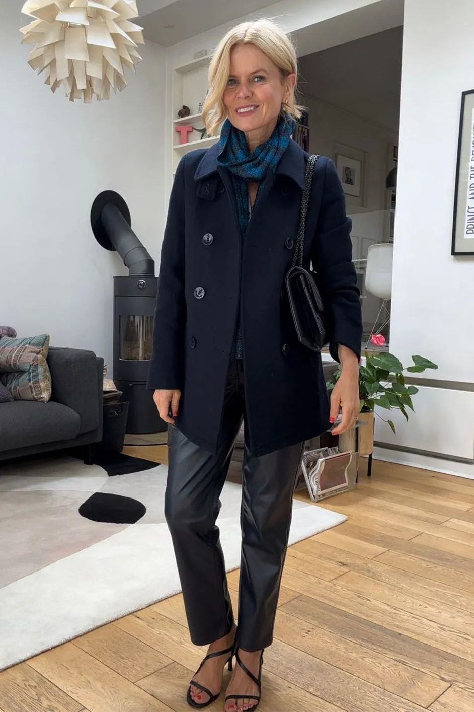 Sandrine Faux Leather Trousers - Blue/Black
