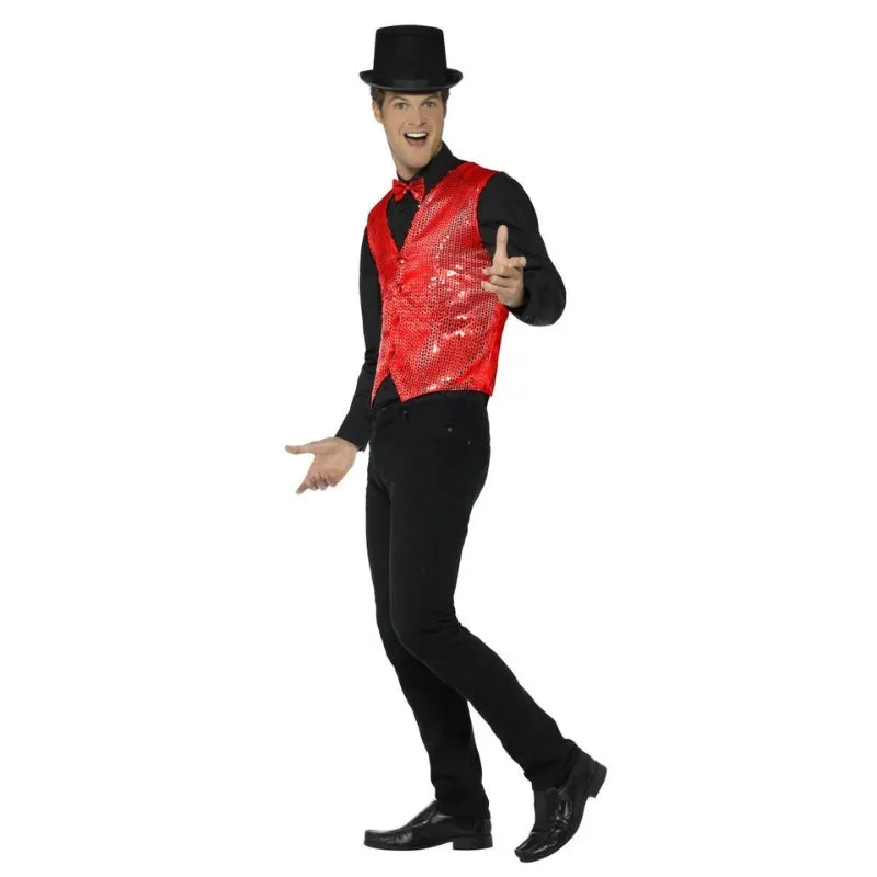 Sequin Waistcoat, Red