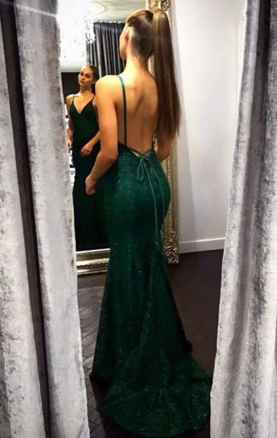 Sexy 2019 Burgundy Mermaid Prom Dresses with V-Neck Lace Prom Party Gowns Backless