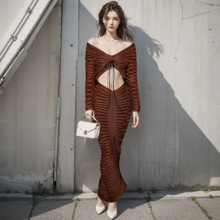 Sexy Long Sleeves Women Tops and Skirts Suits