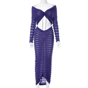 Sexy Long Sleeves Women Tops and Skirts Suits