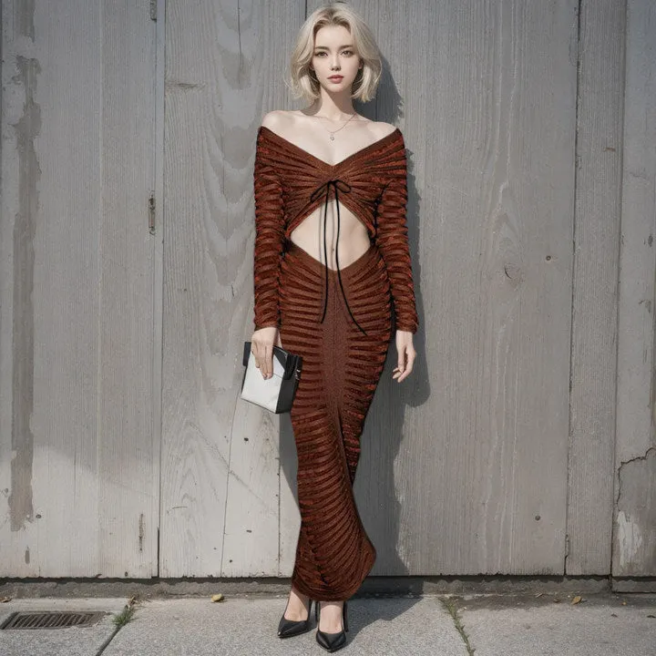Sexy Long Sleeves Women Tops and Skirts Suits
