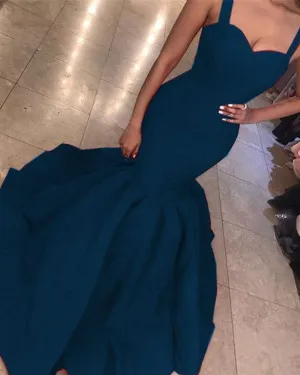 Sexy Mermaid Prom Dresses with Straps Popular 2018 Mermaid Evening Gowns Party Dresses