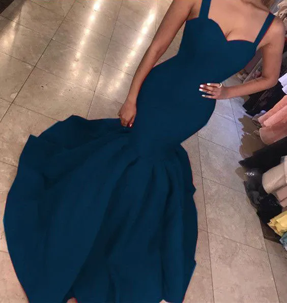 Sexy Mermaid Prom Dresses with Straps Popular 2018 Mermaid Evening Gowns Party Dresses