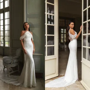 Sexy Mermaid Wedding Dresses Sheer O Neck Sequins Beaded Gorgeous Bridal Gowns Arabic Marriage Dress Robe De Mariee