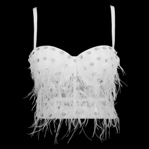 Sexy Feather Corset Wedding Party Banquet Hall Stage Corset Vest