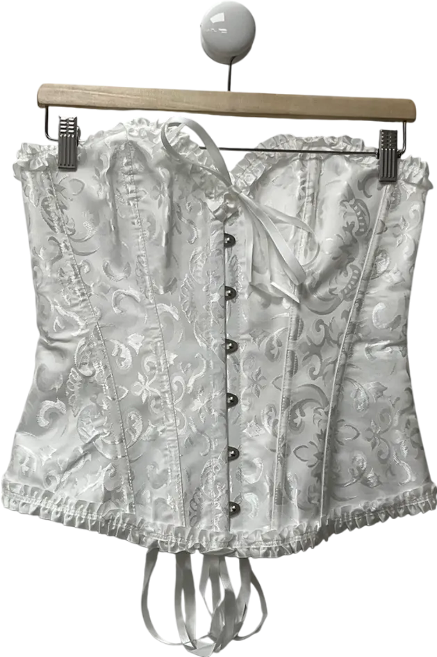 SHEIN White Palace Corset Top, Tight-fitting Abdominal Body Shaper Bustier & Thong UK L