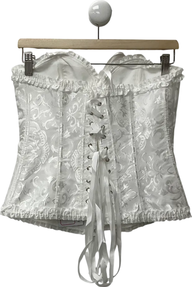 SHEIN White Palace Corset Top, Tight-fitting Abdominal Body Shaper Bustier & Thong UK L