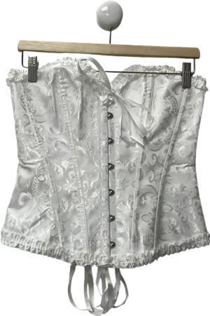 SHEIN White Palace Corset Top, Tight-fitting Abdominal Body Shaper Bustier & Thong UK L