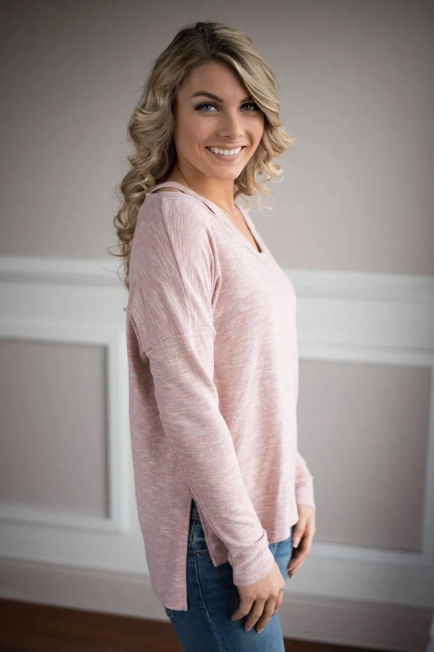 Show a Little Shoulder Top ~ Pink