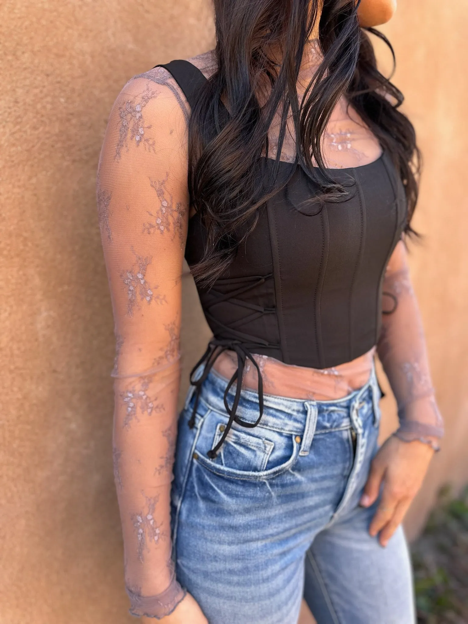 Silhouette Lace Up Corset - Black
