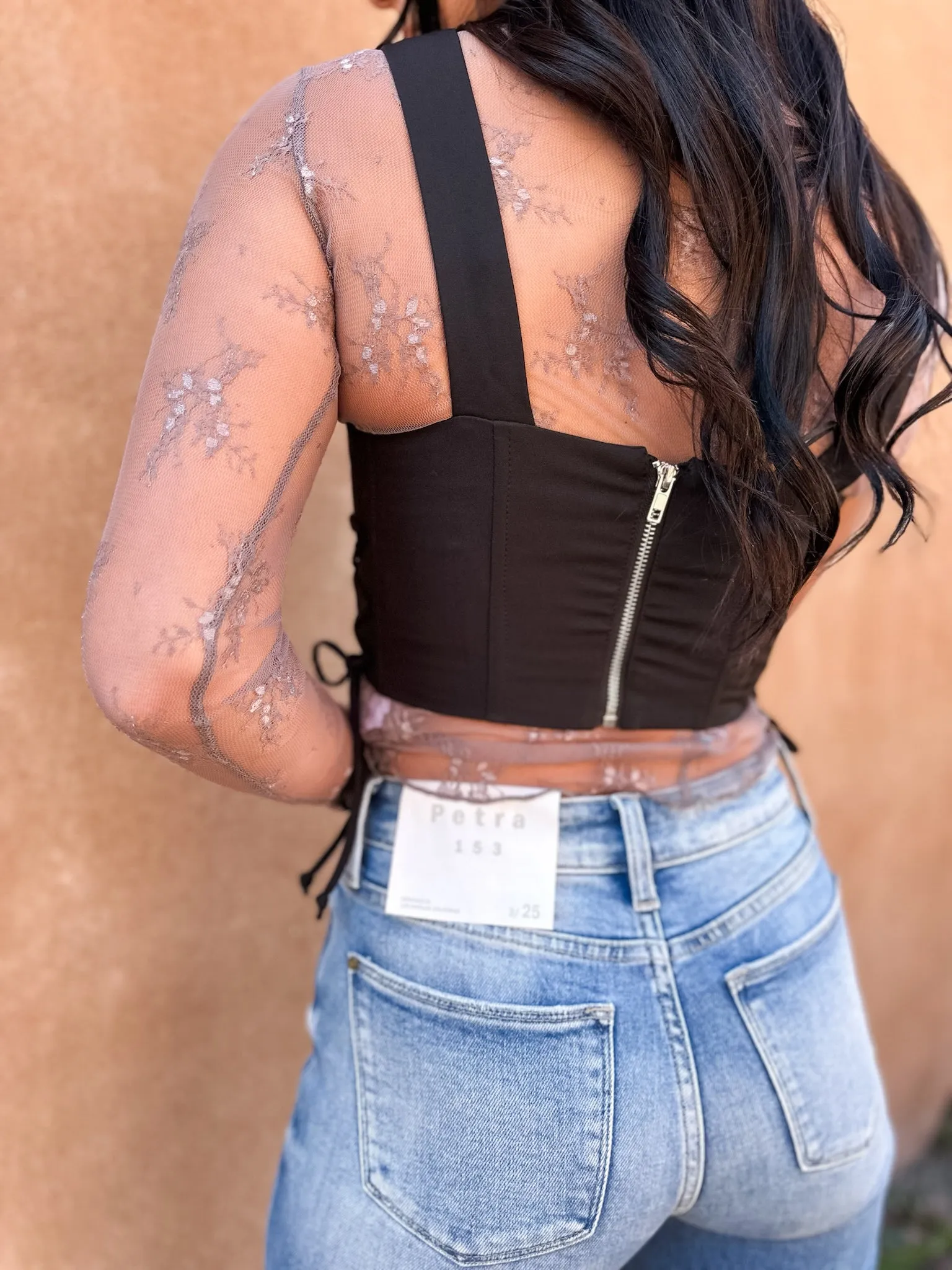 Silhouette Lace Up Corset - Black