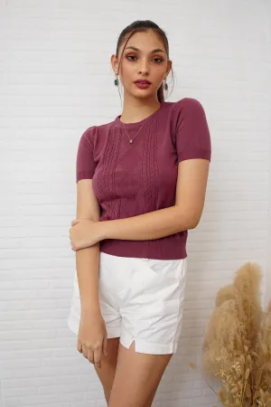 SLOANE Textured Knit Top (Plum)