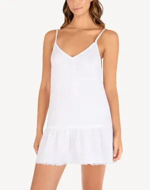 Solid V Neck Mini Dress