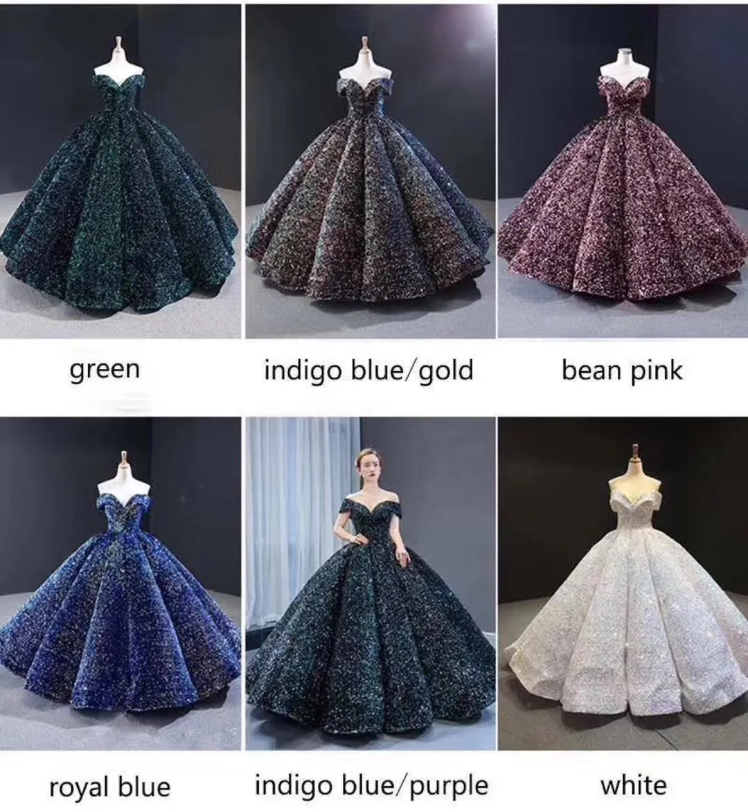 Sparkly Sequined Quinceanera Dress Off The Shoulder Princess Ball Gowns vestidos de quinceañera Sweet 16 Dress