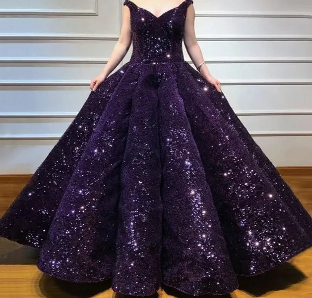 Sparkly Sequined Quinceanera Dress V-Neck Princess Ball Gowns vestidos de quinceañera Celebrity Dress
