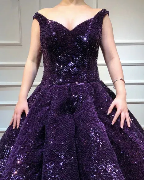 Sparkly Sequined Quinceanera Dress V-Neck Princess Ball Gowns vestidos de quinceañera Celebrity Dress